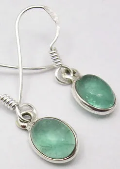 Solid Silver Apatite Oval Drop Earrings