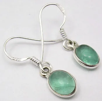 Solid Silver Apatite Oval Drop Earrings