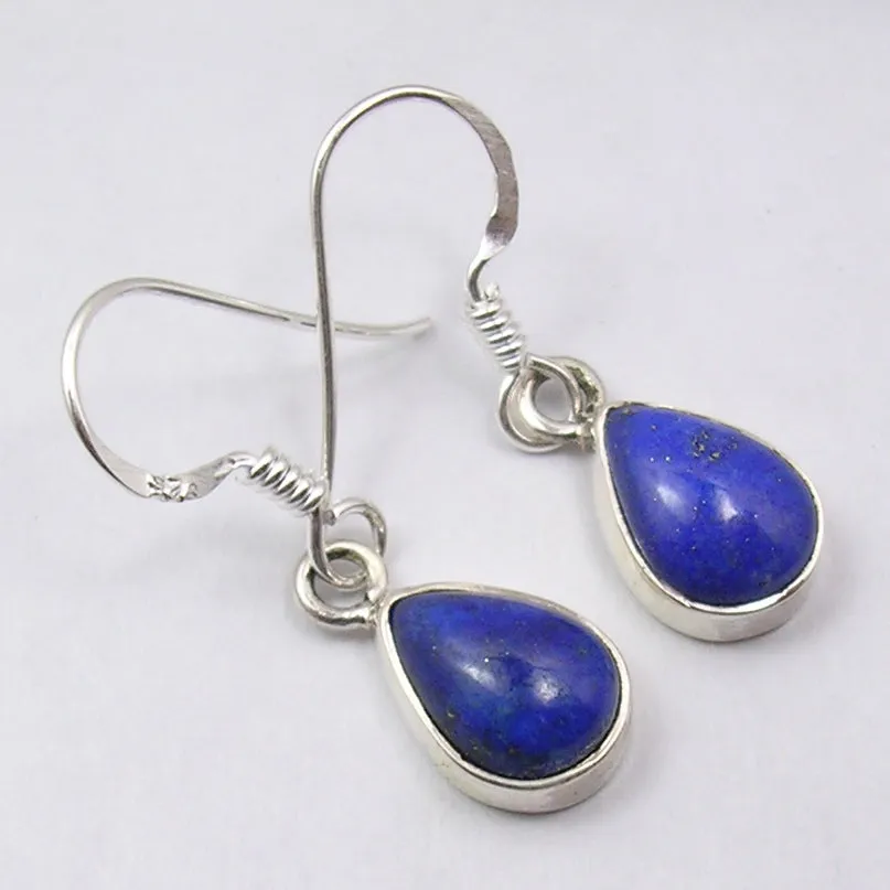 Solid Silver Lapis Lazuli Tear-drop Earrings