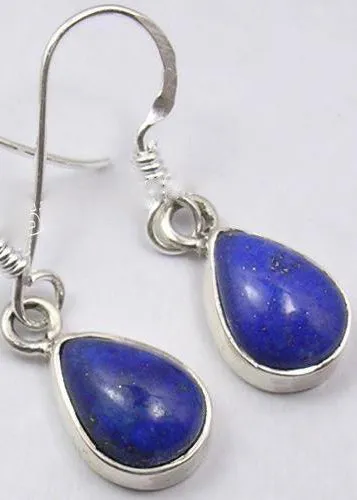 Solid Silver Lapis Lazuli Tear-drop Earrings