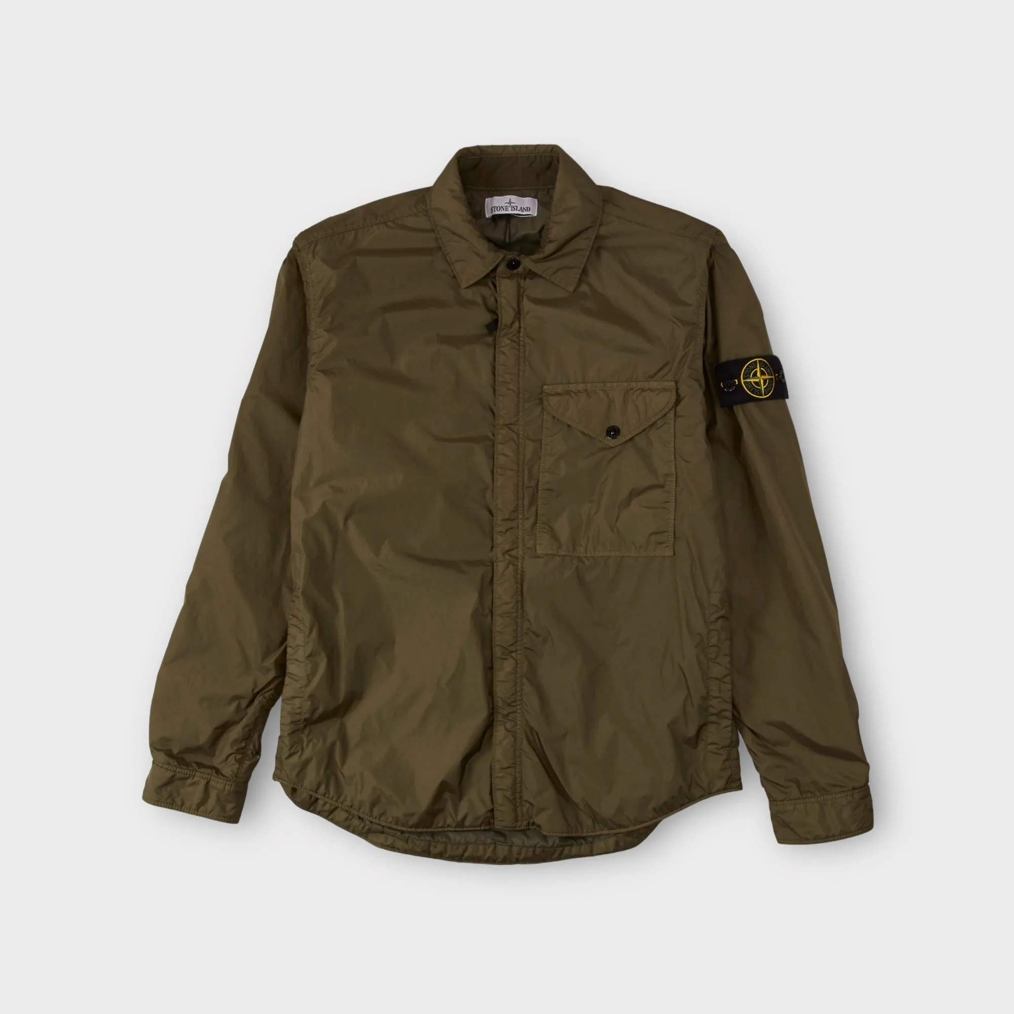 Stone Island Q0123 Garment Dyed Crinkle Reps Jakke I Grøn