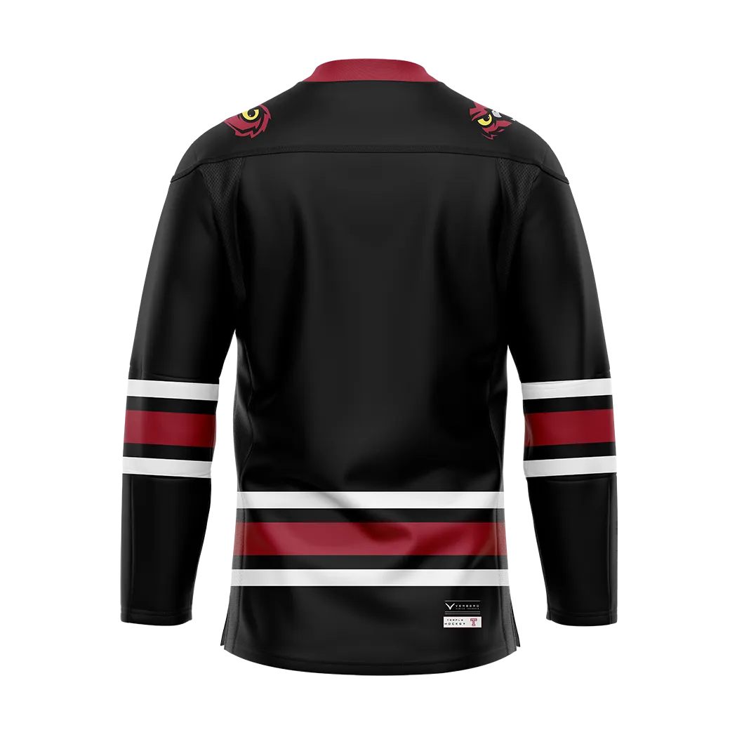 Temple Ice Hockey Black Replica Sublimated Jersey