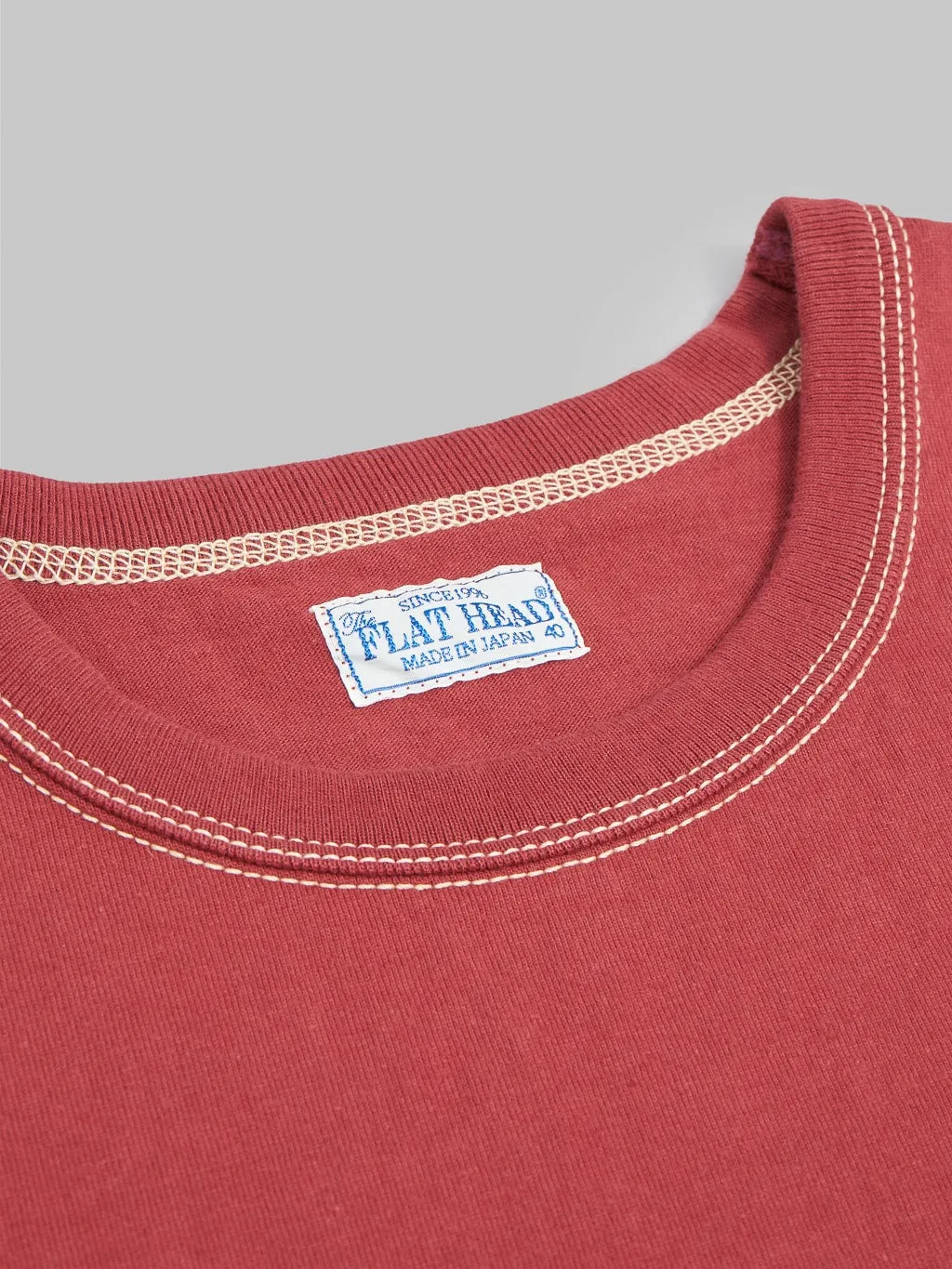 The Flat Head Loopwheeled Heavyweight Plain T-Shirt Light Red