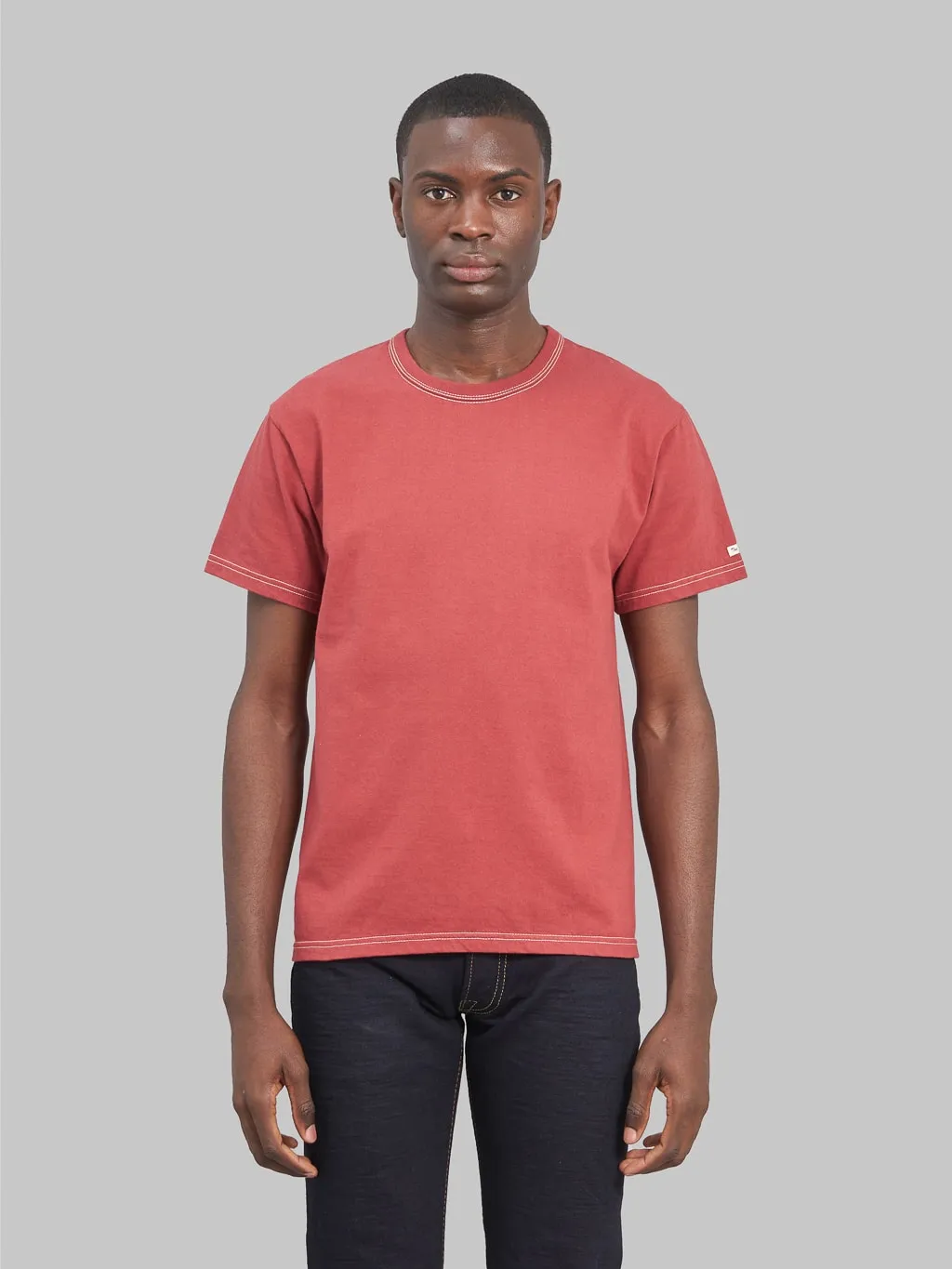 The Flat Head Loopwheeled Heavyweight Plain T-Shirt Light Red
