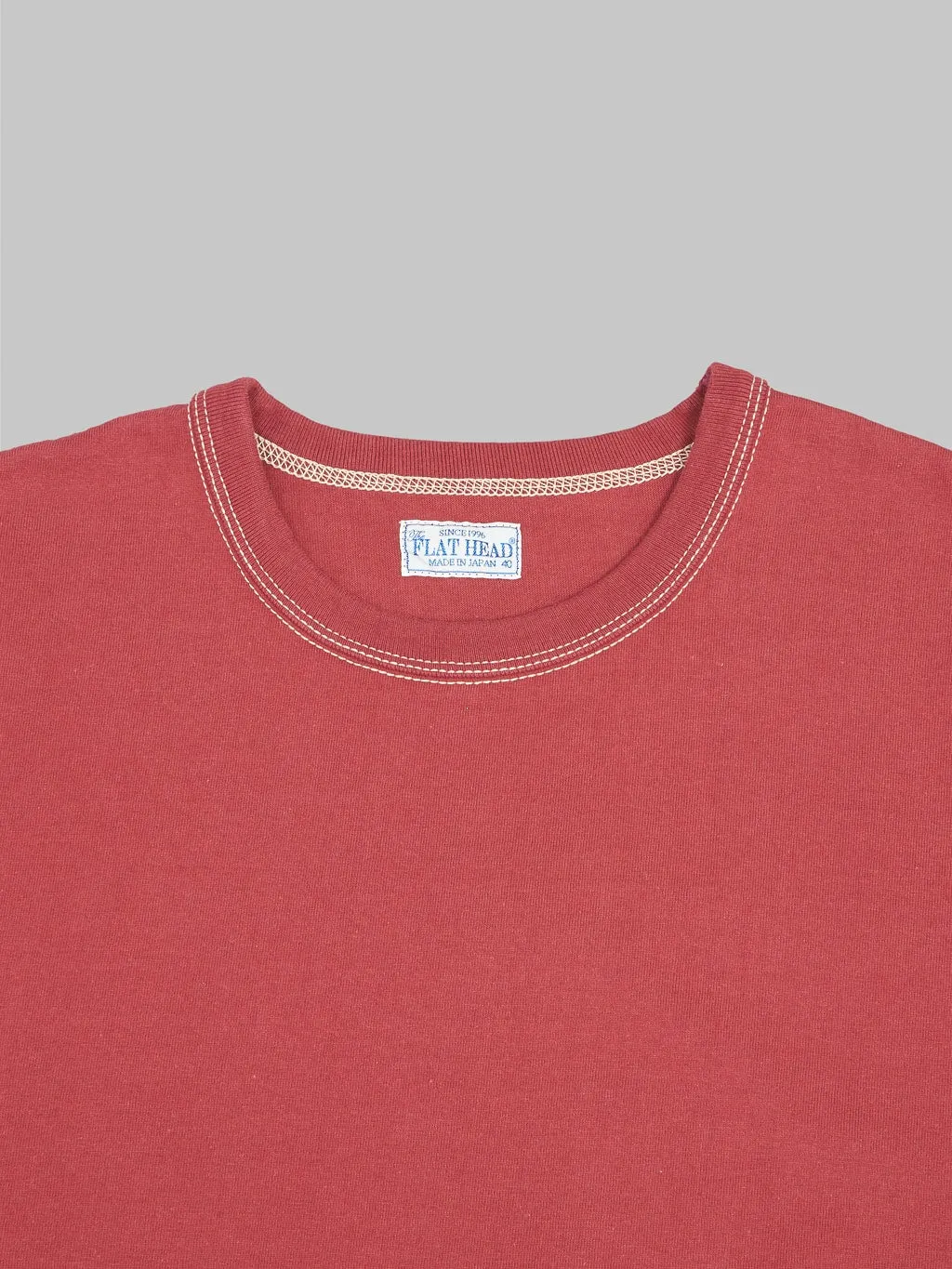 The Flat Head Loopwheeled Heavyweight Plain T-Shirt Light Red