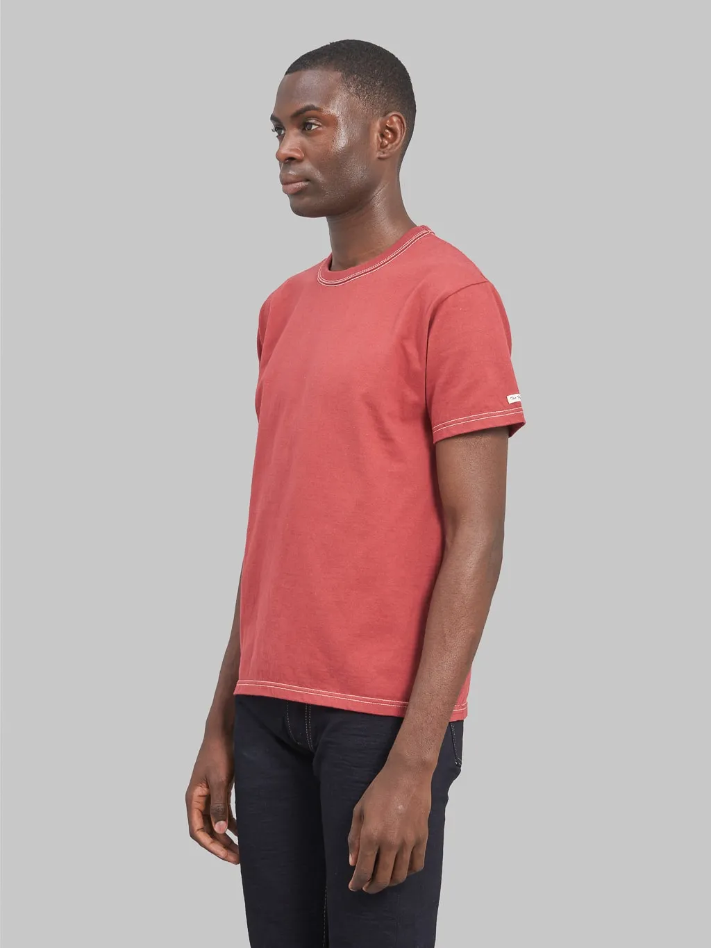The Flat Head Loopwheeled Heavyweight Plain T-Shirt Light Red