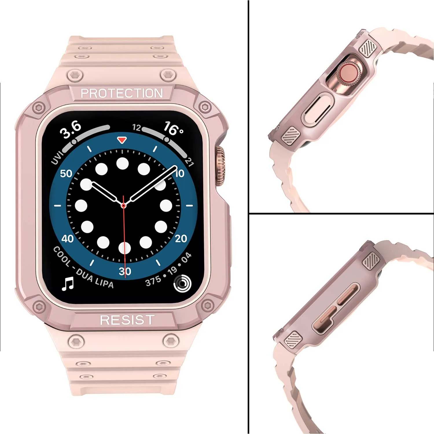 Tough On Apple Watch Band with Case Series 4 / 5 / 6 / SE 40mm Rugged Protection Pink/Pink