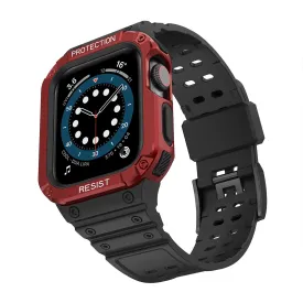 Tough On Apple Watch Band with Case Series 7 / 8 / 9 45mm Rugged Protection Black/Red