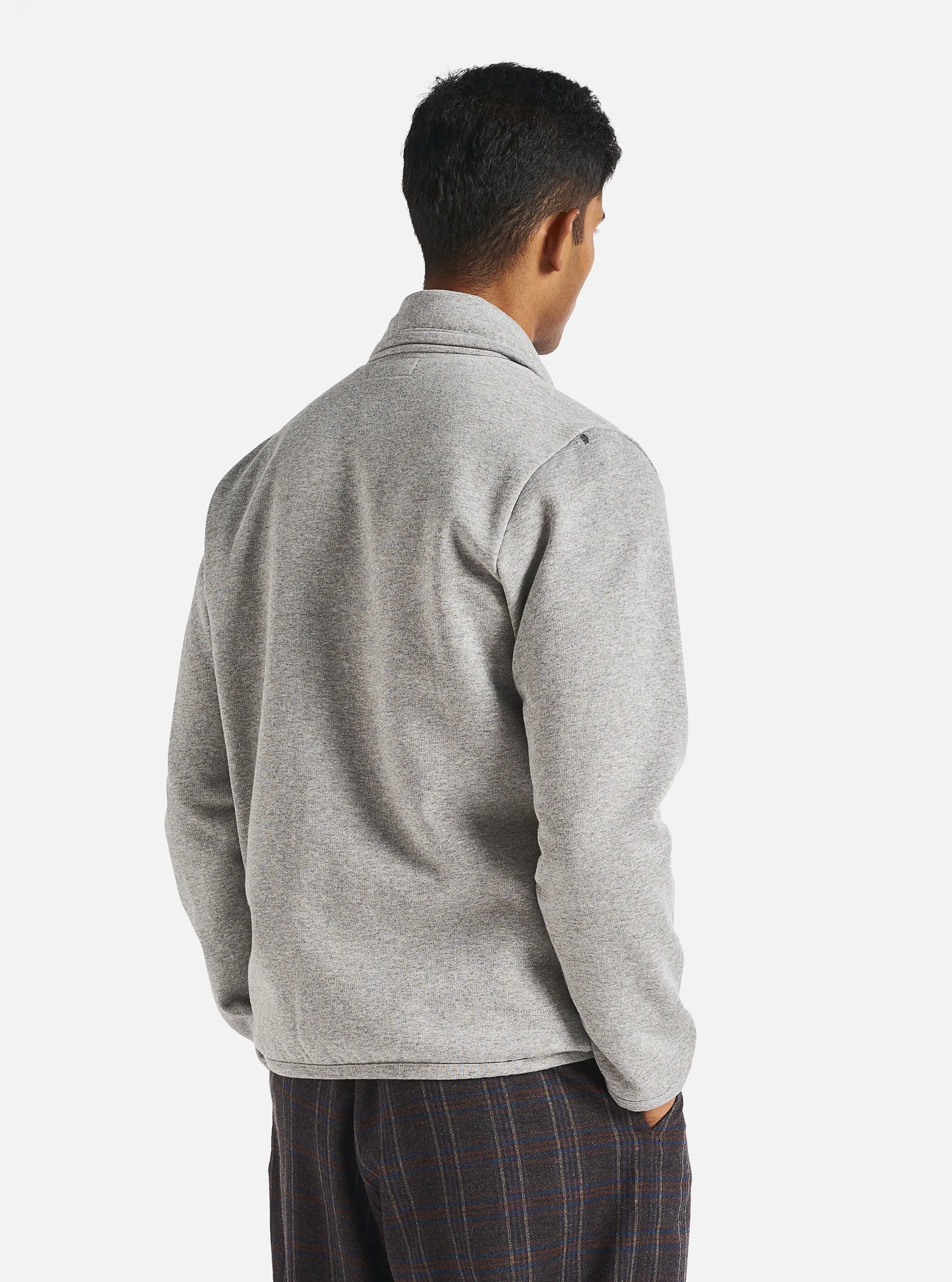 Universal Works Lancaster Jacket in Grey Marl Recycled Cotton Blend Jersey