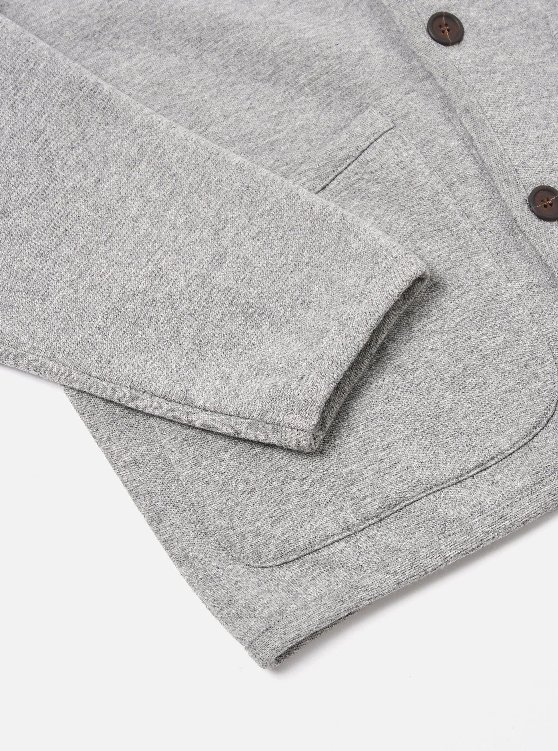 Universal Works Lancaster Jacket in Grey Marl Recycled Cotton Blend Jersey