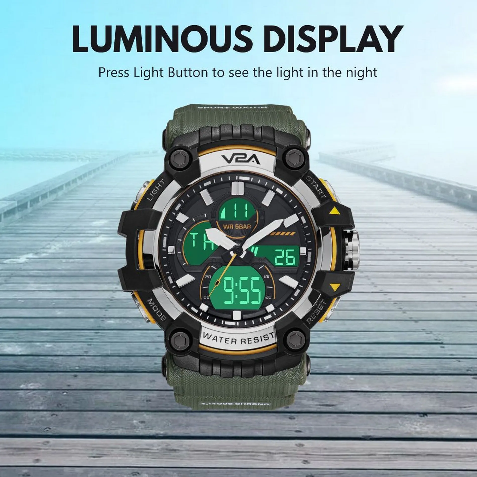 V2A Analog Digital Men Multifunctional Watch 5ATM Waterproof Sports Watch for Men | Gift for Men | Gift for Husband