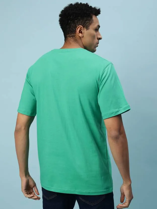 Veirdo Rock Green Oversized Chest Graphic Printed Tshirt