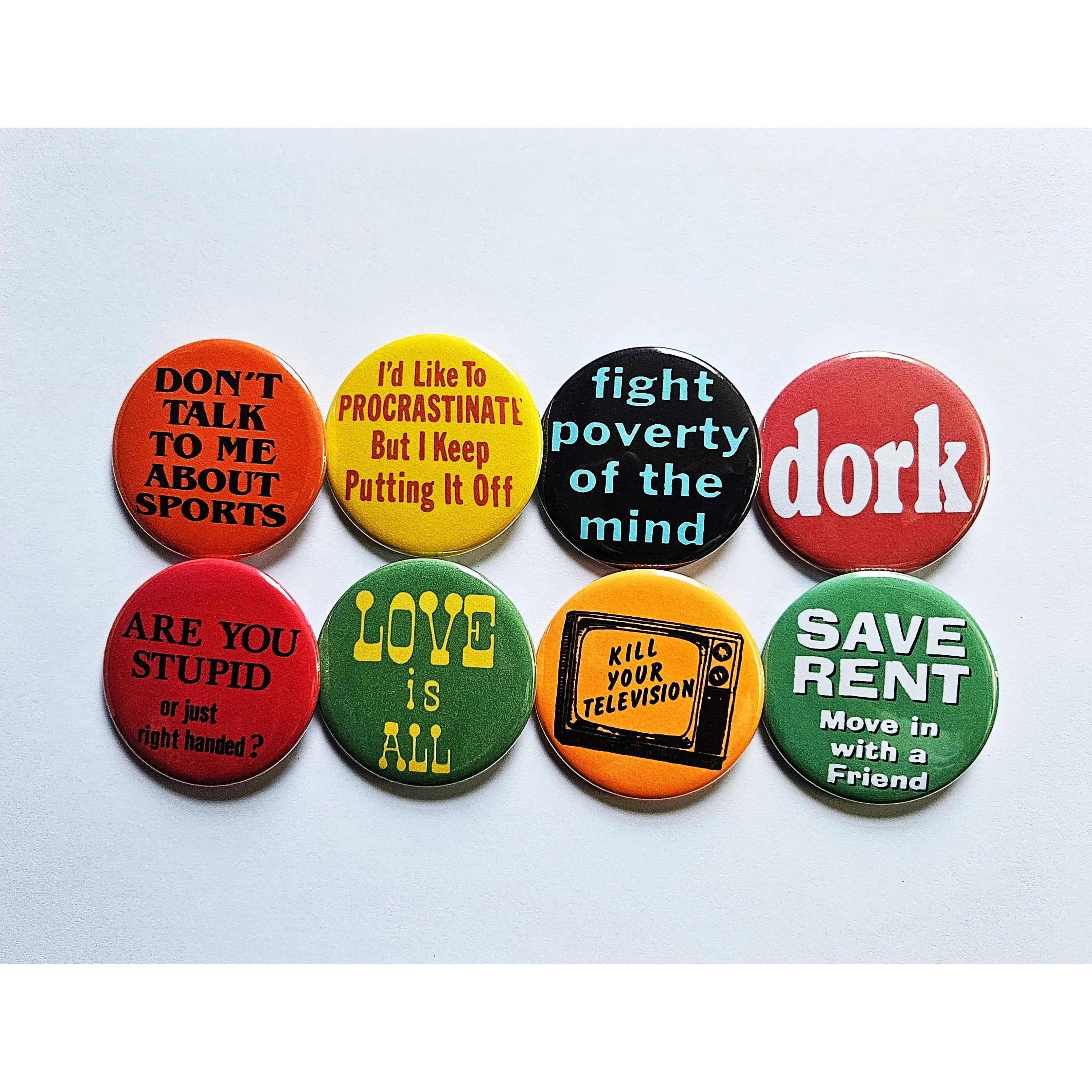 Vintage Reproduction Don't Talk to Me About Sports Small Pinback Button | 1.25" Diameter '60 '70s '80s Retro Pin