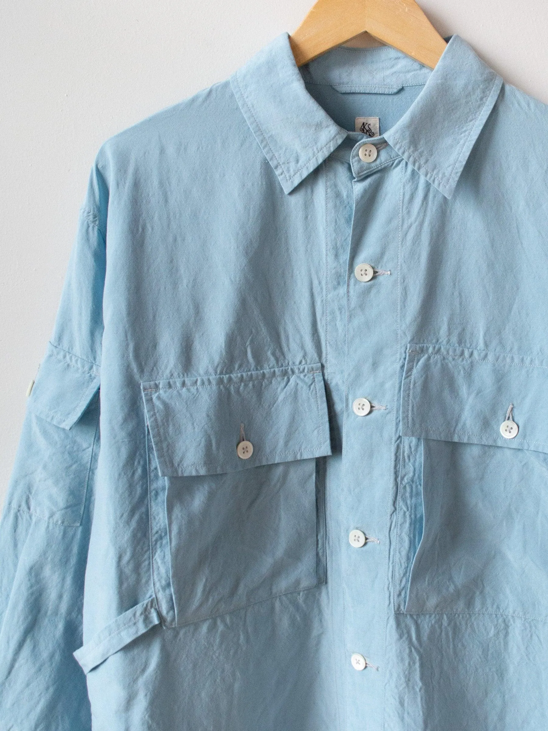 Washed Silk Linen Field Shirt Jacket - Saxe Blue