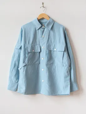 Washed Silk Linen Field Shirt Jacket - Saxe Blue