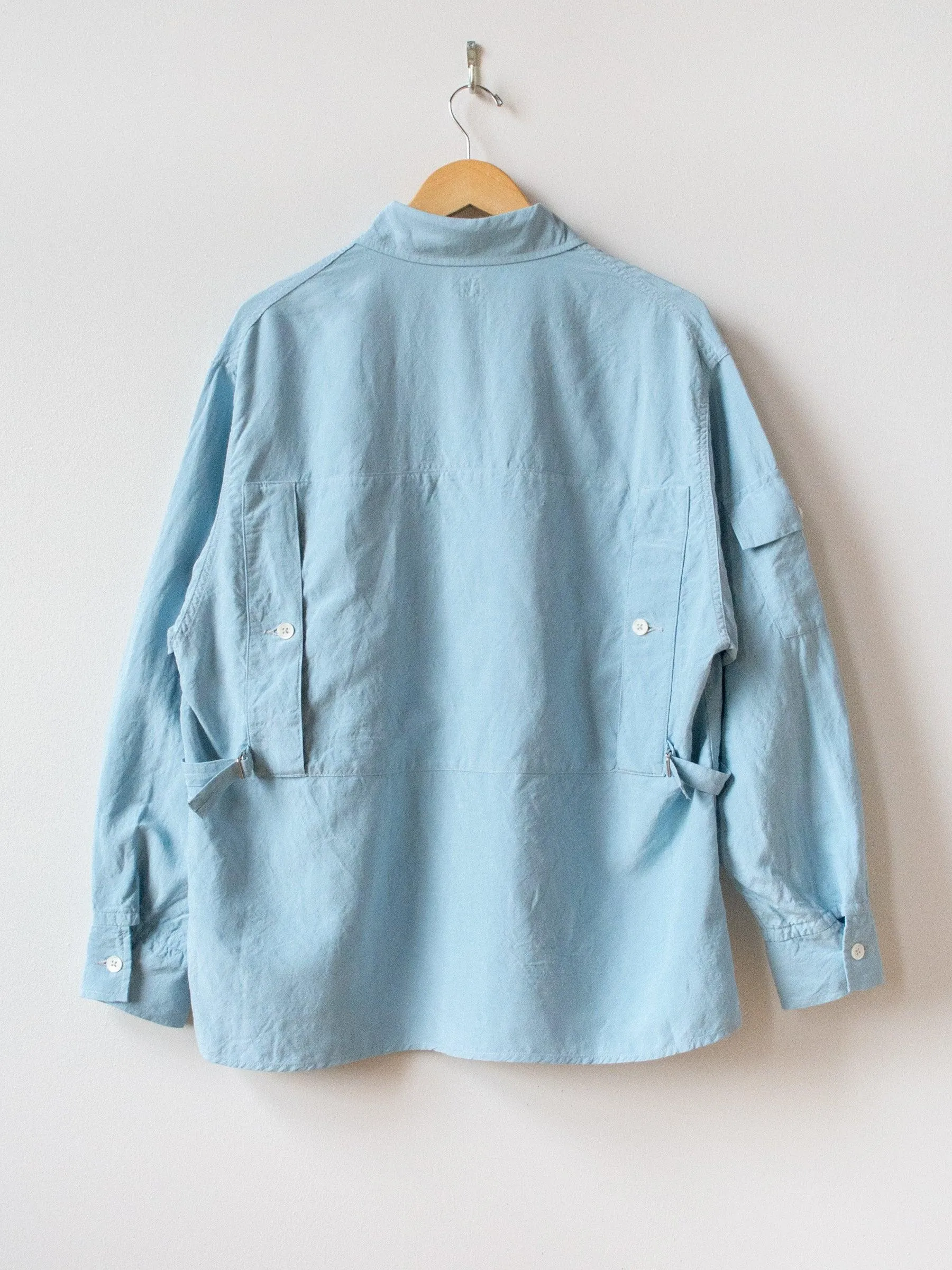 Washed Silk Linen Field Shirt Jacket - Saxe Blue
