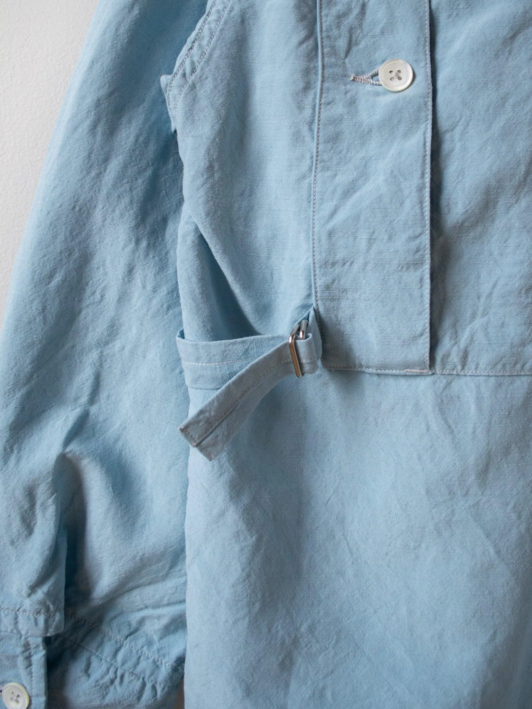 Washed Silk Linen Field Shirt Jacket - Saxe Blue