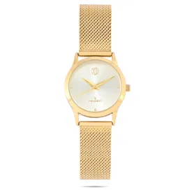 Womens 30mm Wafer Slim Gold Plated Watch with Mesh Band