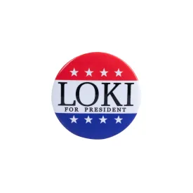 Xcoser Loki For President - Big 77mm Badge and Stickers Red with White Size 7.5cm